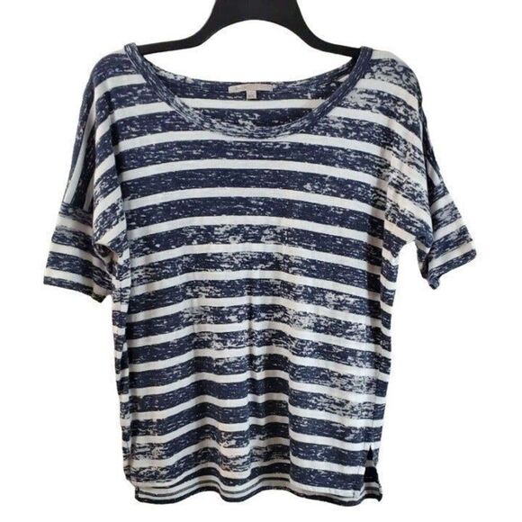 Gap XS SS Navy White Striped Top - Picture 1 of 3
